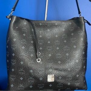 MCM Black and Gray Monogram Shoulder Bag